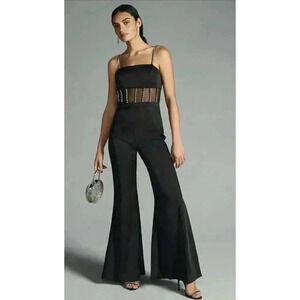 Mac Duggal Anthropologie Cut Out Wide Leg Jumpsuit 2 XS Corset Rhinestone $398